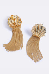 Meet Me In Ibiza Earrings Gold by Emma Pills – 14K gold plated fringe earrings with cascading statement design.