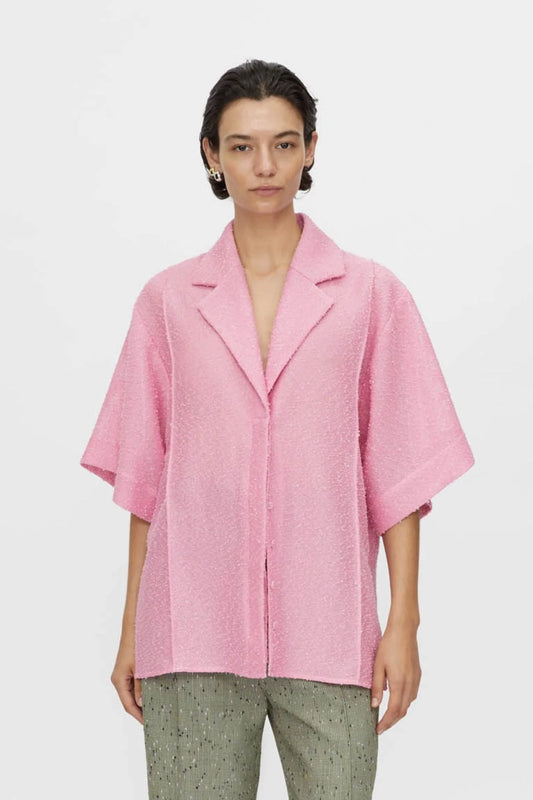 Merle Short Sleeve Shirt Rose Pink by Camilla and Marc – a relaxed textured shirt with pintuck detail. Perfect for polished styling.