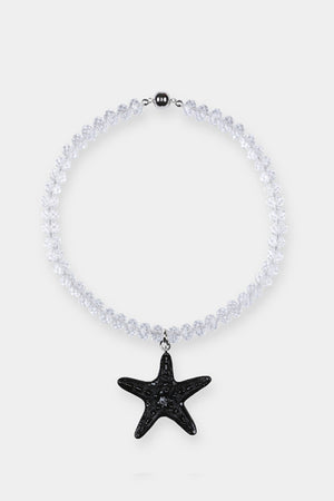 Mermaid Dreams Necklace Black by Shop Julietta, glass bead necklace with starfish pendant. Perfect for beach styling or everyday wear.