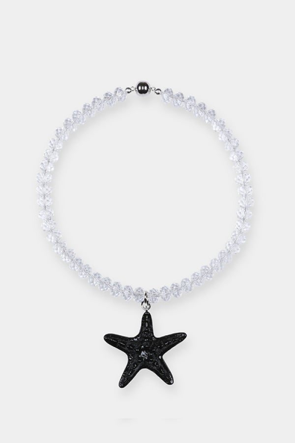Mermaid Dreams Necklace Black by Shop Julietta, glass bead necklace with starfish pendant. Perfect for beach styling or everyday wear.
