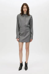 Meyer Mini Skirt in Charcoal by Camilla and Marc, a high-waisted tailored mini skirt with panel detailing and refined wool blend finish.
