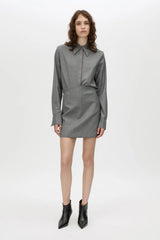 Meyer Mini Skirt in Charcoal by Camilla and Marc, a high-waisted tailored mini skirt with panel detailing and refined wool blend finish.