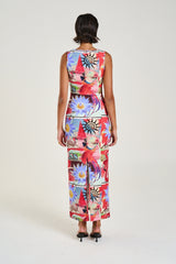 Miami Maxi Dress Dazed Print by Summi Summi – a bodycon maxi with V neckline and keyhole detail. Perfect for statement styling.