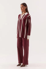 Mian Knit Vino by Sovere, oversized striped knit sweater with collared neckline for cosy everyday layering.