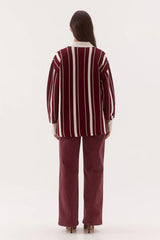 Mian Knit Vino by Sovere, oversized striped knit sweater with collared neckline for cosy everyday layering.