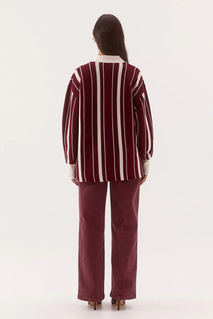 Mian Knit Vino by Sovere, oversized striped knit sweater with collared neckline for cosy everyday layering.