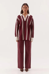 Mian Knit Vino by Sovere, oversized striped knit sweater with collared neckline for cosy everyday layering