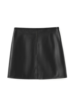Micro Mini Skirt Black by Ppeached - lamb leather mini skirt with clean fit and back pockets, designed for a sleek modern look.