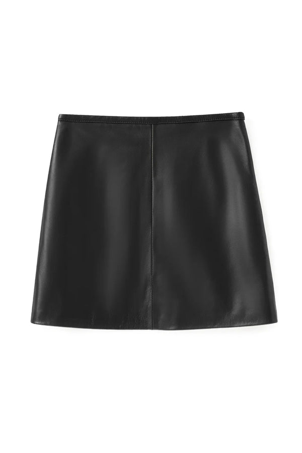 Micro Mini Skirt Black by Ppeached - lamb leather mini skirt with clean fit and back pockets, designed for a sleek modern look.