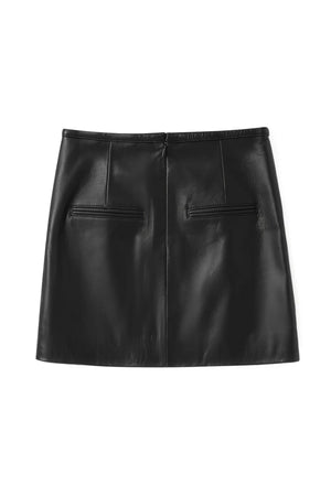 Micro Mini Skirt Black by Ppeached - lamb leather mini skirt with clean fit and back pockets, designed for a sleek modern look.