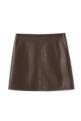 Micro Mini Skirt Chocolate by Ppeached - lamb leather mini skirt with clean fit and back pockets, designed for a sleek modern look.
