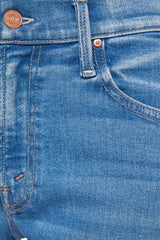 Mid Rise Rambler Zip Ankle in Out Of The Blue by MOTHER, mid-rise jeans with wide straight leg, ankle-length fit, and soft faded blue wash.