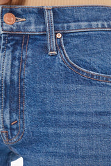 Mid Rise Rider Ankle Fray Local Charm by Mother Denim, straight leg jeans with frayed hem. Perfect for everyday wear or casual outfits.