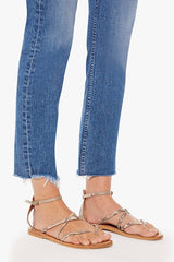 Mid Rise Rider Ankle Fray Local Charm by Mother Denim, straight leg jeans with frayed hem. Perfect for everyday wear or casual outfits.