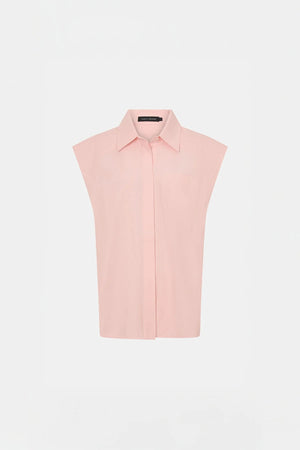 Milo Sleeveless Shirt by Camilla and Marc – a pink sleeveless shirt with clean tailoring and a curved hem, perfect for soft polished styling.