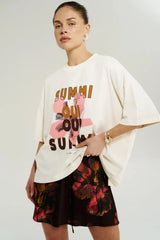 Mini Bias Cut Skirt Chocolate Petals by Summi Summi – floral bias cut mini skirt with elastic drawstring waist.