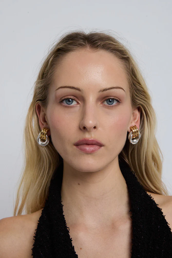 Mini Knot Earrings Mixed Metals by Heaven Mayhem – gold and silver knot earrings. Perfect for everyday styling.