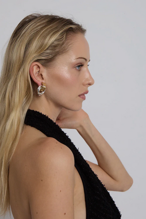 Mini Knot Earrings Mixed Metals by Heaven Mayhem – gold and silver knot earrings. Perfect for everyday styling.