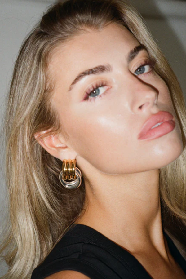 Mini Knot Earrings Mixed Metals by Heaven Mayhem – gold and silver knot earrings. Perfect for everyday styling.