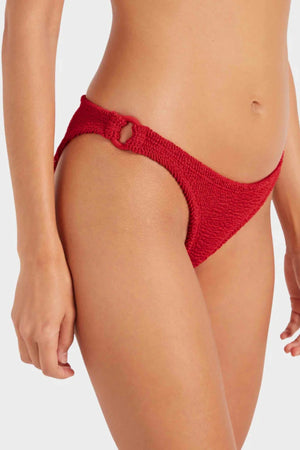 Misty Bikini by Hunza G, sleek minimal swim set in Original Crinkle™ with sculpting stretch and fabric hoop details.