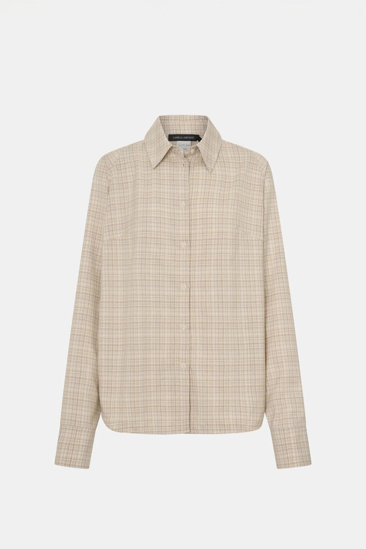 Modulo Shirt Sand Check by Camilla and Marc, oversized check shirt with refined tailoring, perfect paired with the matching shorts.