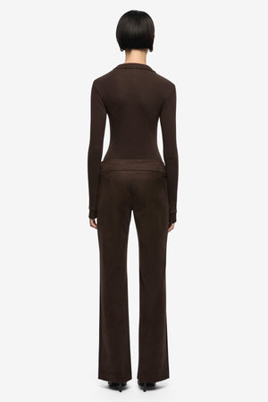 Moneta Long Sleeve Top Dark Chocolate by Bec + Bridge, ribbed zip front top, perfect for elevated casual styling