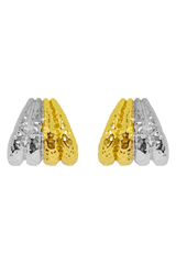 Monroe Earrings Mixed Metal by Mountain and Moon – hammered earrings with mixed tones. Perfect for day to night styling.