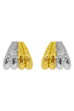 Monroe Earrings Mixed Metal by Mountain and Moon – hammered earrings with mixed tones. Perfect for day to night styling.