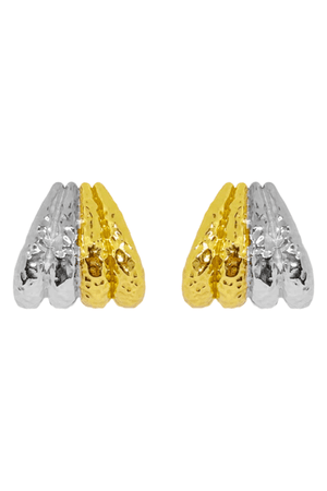 Monroe Earrings Mixed Metal by Mountain and Moon – hammered earrings with mixed tones. Perfect for day to night styling.