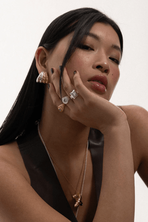 Monroe Earrings Mixed Metal by Mountain and Moon – hammered earrings with mixed tones. Perfect for day to night styling.