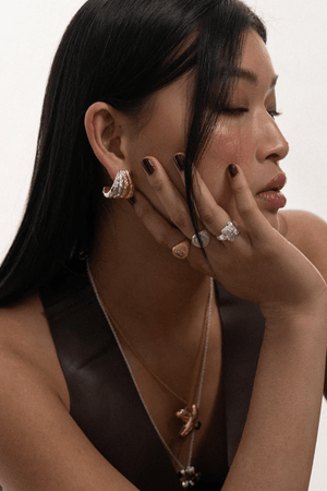 Monroe Earrings Mixed Metal by Mountain and Moon – hammered earrings with mixed tones. Perfect for day to night styling.
