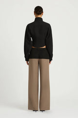 Morgana Shacket Black by Benni - cropped shacket with funnel neck and voluminous sleeves for structured, elevated styling.