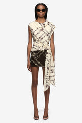 Myah Mini Dress Geo Vine Floral by Bec + Bridge, draped silk blend mini dress, perfect for evening events