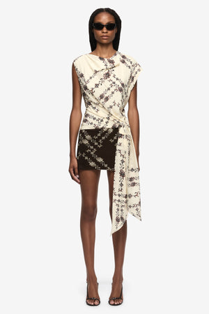 Myah Mini Dress Geo Vine Floral by Bec + Bridge, draped silk blend mini dress, perfect for evening events