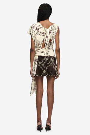 Myah Mini Dress Geo Vine Floral by Bec + Bridge, draped silk blend mini dress, perfect for evening events