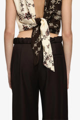Myah Top Geo Vine Floral Choc Cream by Bec + Bridge, printed sleeveless top with high neckline and fitted shape. Perfect for day to night outfits or statement looks.