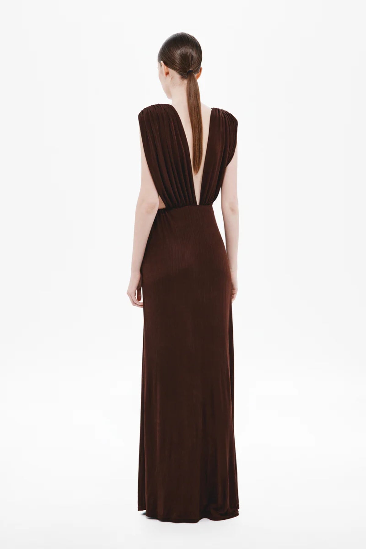 The 'Naomi' Draped Rib Dress Chocolate — Maxi Dresses | Girls with