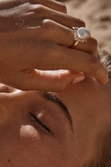 Neema Ring by Amber Sceats, pearl and crystal gold ring, perfect for elevated occasion or everyday styling