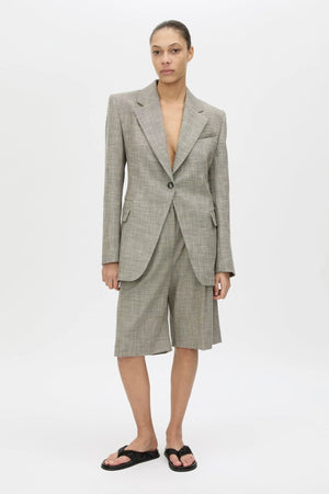 Nestor Blazer in Choc Marle by Camilla and Marc, a fitted single-breasted blazer with structured shoulders and refined tailoring.