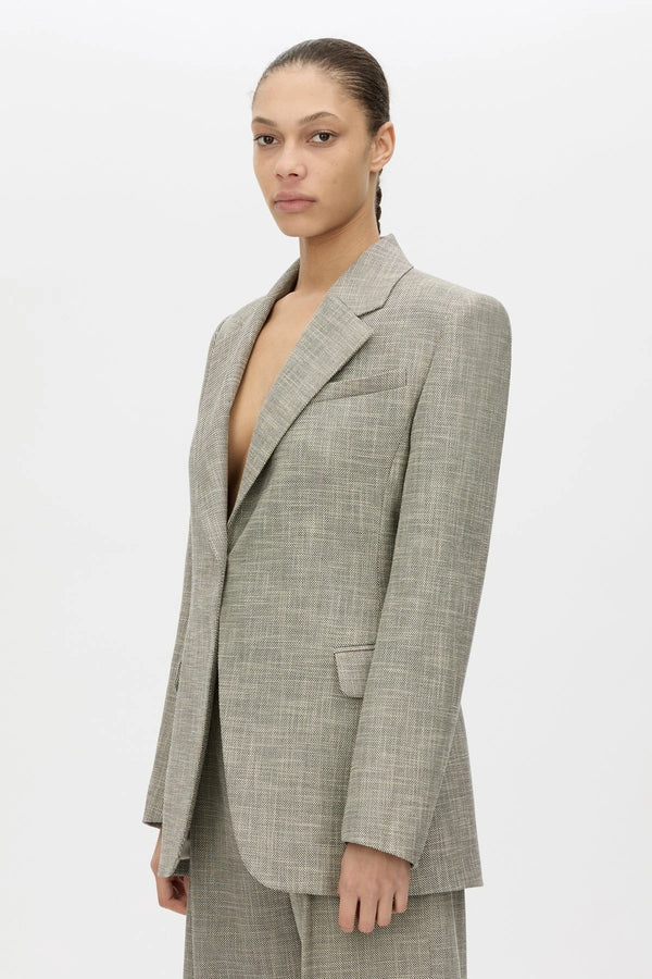 Nestor Blazer in Choc Marle by Camilla and Marc, a fitted single-breasted blazer with structured shoulders and refined tailoring.