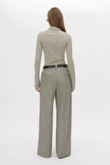 Nestor Pant in Choc Marle by Camilla and Marc, a wide-leg tailored pant with permanent leg creases and refined wool blend construction.