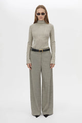 Nestor Pant in Choc Marle by Camilla and Marc, a wide-leg tailored pant with permanent leg creases and refined wool blend construction.