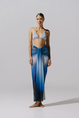 Nia Maxi Skirt by Baobab, a sheer mesh silhouette with cascading layers and a front slit. Perfect for breezy resort styling.