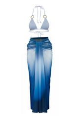 Nia Maxi Skirt by Baobab, a sheer mesh silhouette with cascading layers and a front slit. Perfect for breezy resort styling.