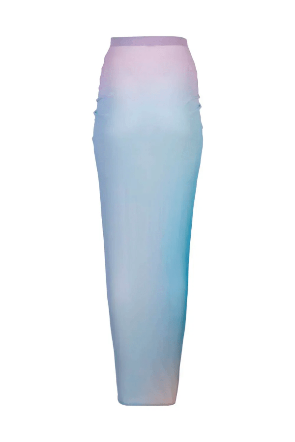 Nia Maxi Skirt Berry by Baobab — Elegant sheer mesh maxi skirt with cascading ruches, front slit, and elastic waistband for a flattering, airy fit.