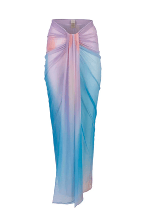 Nia Maxi Skirt Berry by Baobab — Elegant sheer mesh maxi skirt with cascading ruches, front slit, and elastic waistband for a flattering, airy fit.