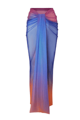 Nia Skirt Amaranta by Baobab, sheer mesh maxi skirt with ruching and front slit. Perfect for resort wear or evening looks.