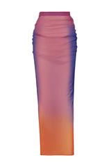 Nia Skirt Amaranta by Baobab, sheer mesh maxi skirt with ruching and front slit. Perfect for resort wear or evening looks.