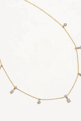 No Rain, No Flowers Choker by By Charlotte, 18k gold vermeil fine chain choker with sparkling cubic zirconias inspired by dewdrops.
