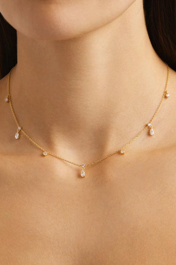 No Rain, No Flowers Choker by By Charlotte, 18k gold vermeil fine chain choker with sparkling cubic zirconias inspired by dewdrops.

